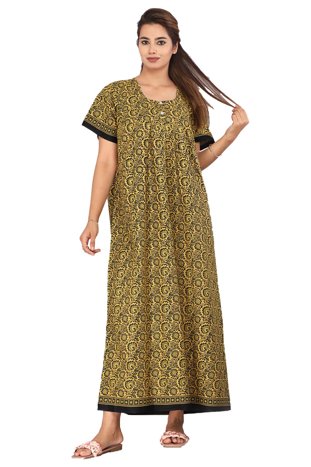 Monique Nighty for Women Cotton Nighty for Women Floral Printed Maxi Gown Ankle Length Nighty- Free Size - Review, Price and Buying Guide