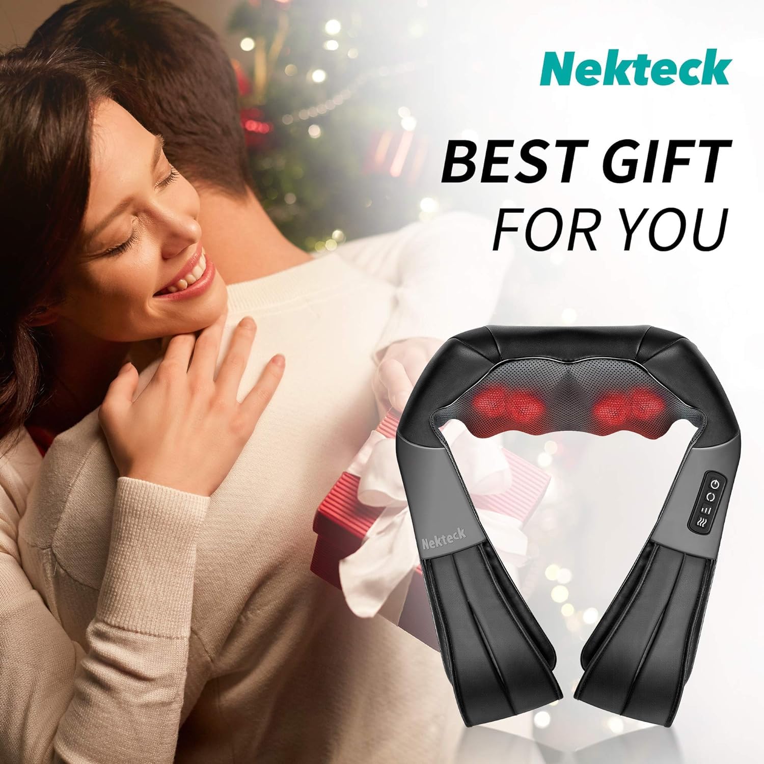 Nekteck Shiatsu Neck Massager with Heat for Pain Relief Deep Tissue, 2026 Upgraded 3D Back Shoulder Kneading Massage Pillow, Mother's Day Father's Day Relaxation Gifts for Mom Dad, (NOT Cordless): Blue