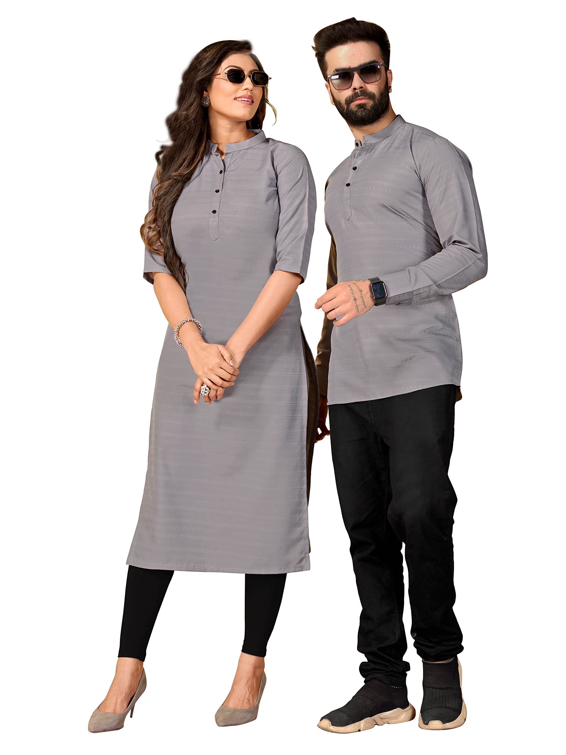 Women and Men Couple Kurta & Kurti Set_Fancy Printed deeess|Dress for Women Casual Dress Pure Couple Kurta & Kurti Set Viscose Royon for Women-picture-36