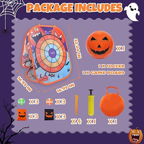 Miniatura 2 de Juego de lanzamiento de bolsas de frijoles de Halloween 3 en 1, juego de pelota de fútbol portátil, juego de dardos, juego de lanzamiento de bolsas