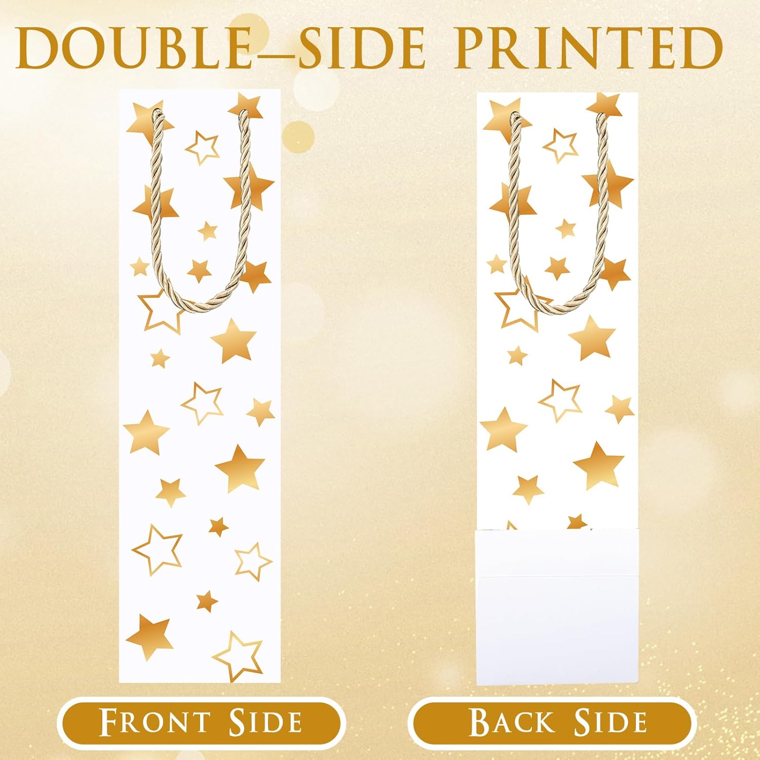 Ovveroche 20 Pack Wine Gift Bags with Handles and Tissue Paper, Gold Foil Wine Bottle Gift Bags for Holiday Party, Birthday, Wedding, Halloween, Christmas - Image 3