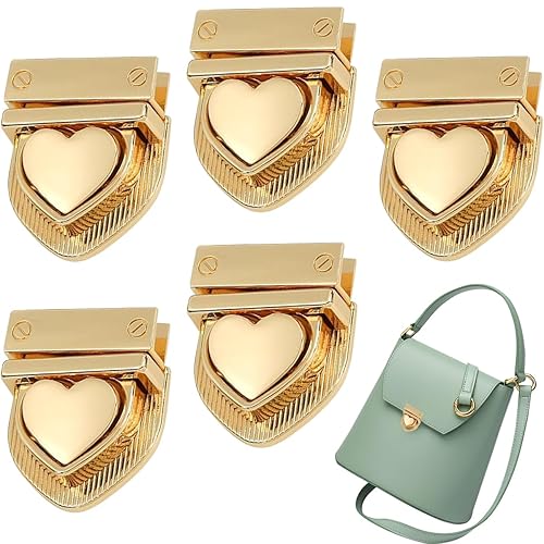 5 PCS Heart Tuck Lock Clasp Heart Shaped Purse Closure