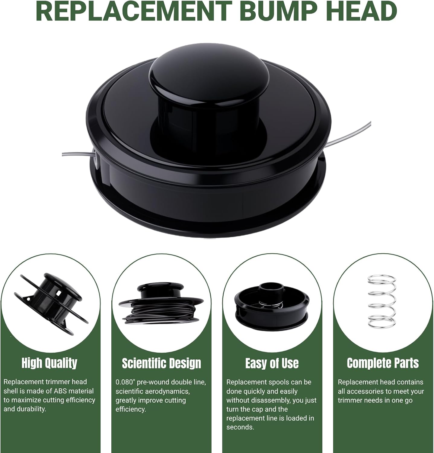 DWO1DT980 String Trimmer Replacement Head and Line Compatible with Dewalt DCST920 DCST970 DCST990 DCST991 DCST995 String Trimmer,Weed Trimmer Head with Pre-Wound 0.080" 25Ft Line