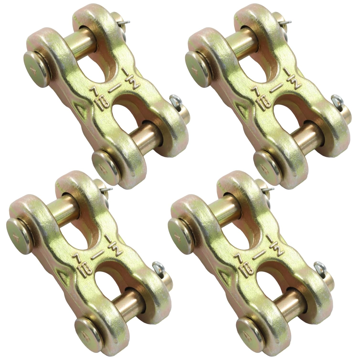 Litoexpe 4 Pack 1/2 Inch Safety Chain Repair Link, G70 Alloy Steel Double Clevis Chain Connector Link, 11300 lbs Working Load