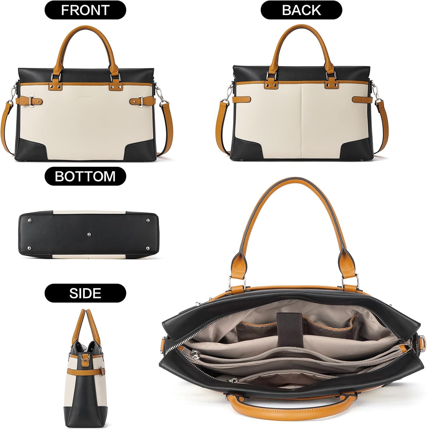 BOSTANTEN Briefcase for Women Leather Laptop Bag 15.6 inch Computer Messenger Office Business Work Tote - Image 3