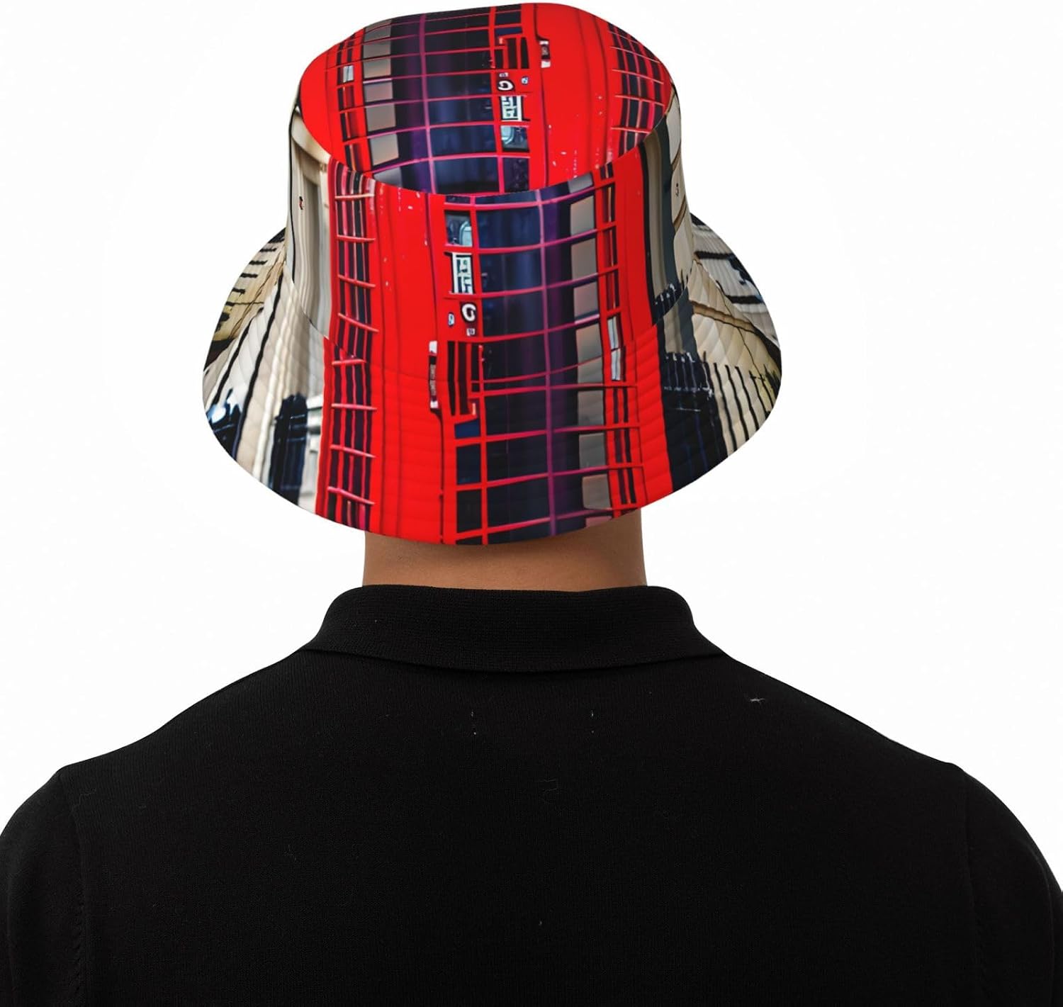 Telephone Booth Print Sun Hat Outdoor Fisherman Cap Summer Bucket Hat Beach for Men Women Black