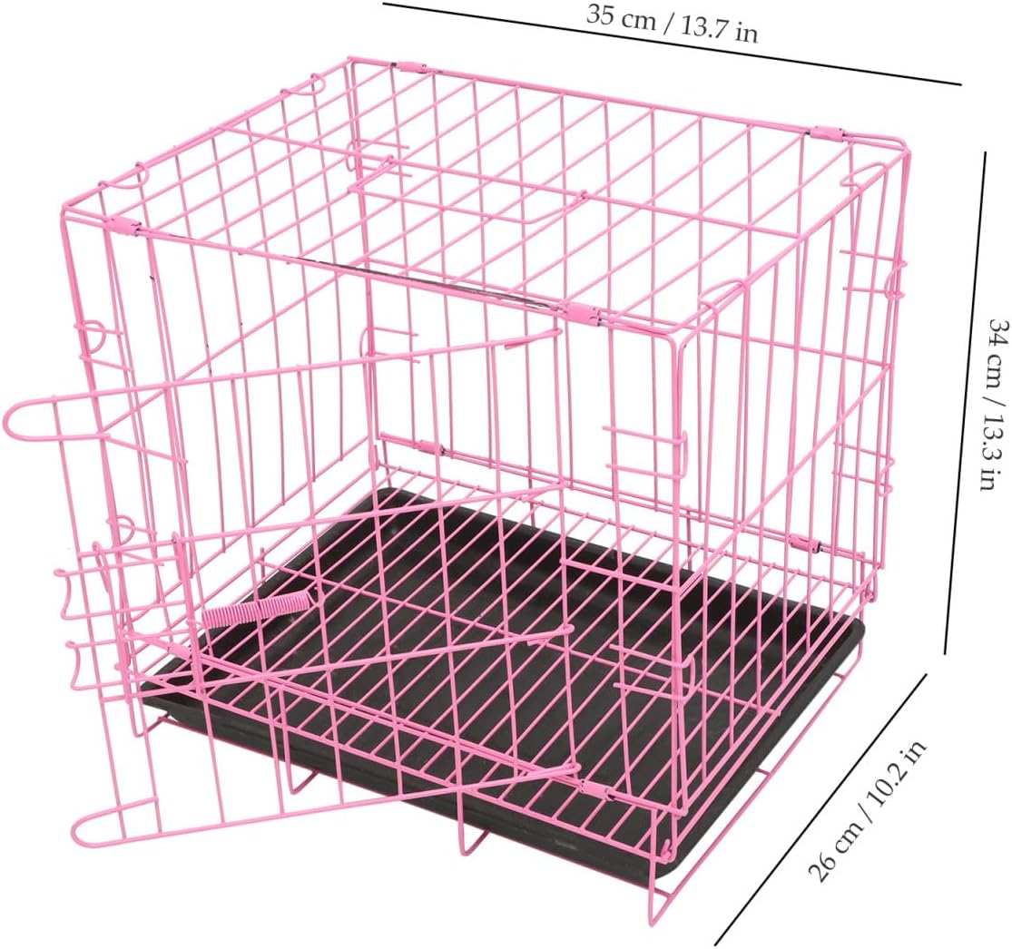 Cute Dog Cage for Folding Steel Pet Cage with Toilet for Small Medium Dogs Pink