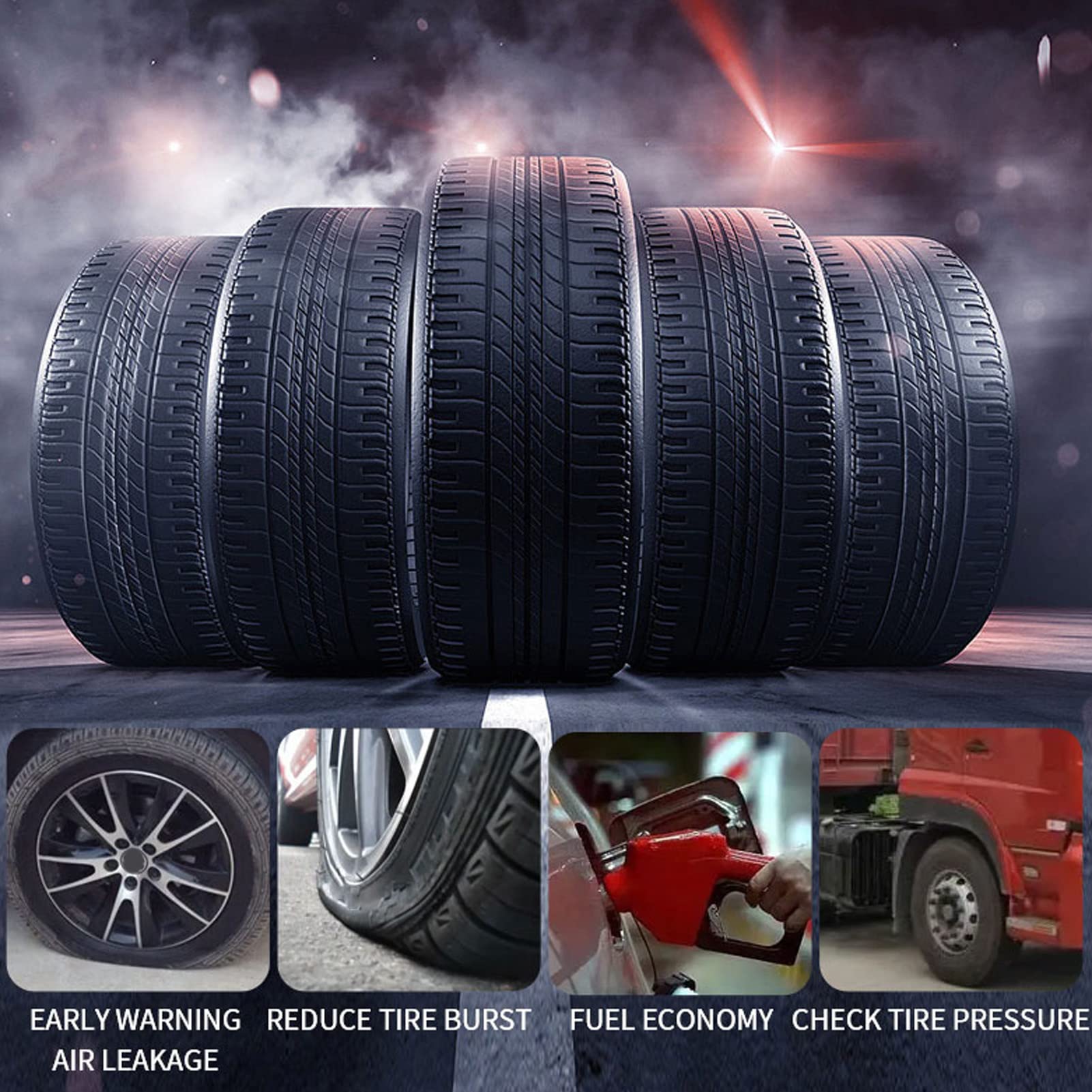 VOBOR Sistema di Monitoraggio della Pressione dei Pneumatici, Monitor TPMS Wireless Solare Impermeabile IP67 con 6 Sensori Esterni per Camper Leggeri