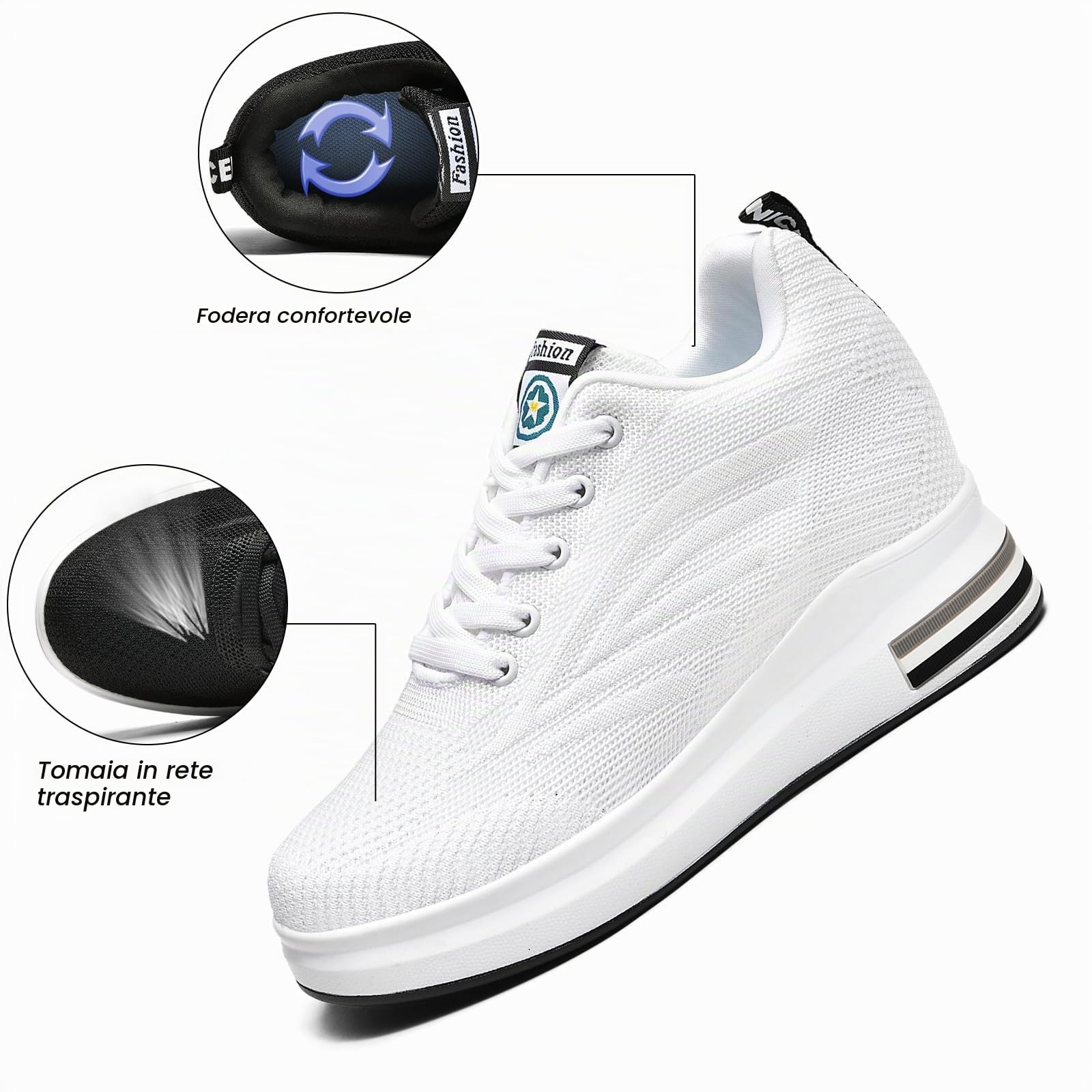 AONEGOLD Scarpe con Zeppa Donna Sneakers da Ginnastica Running Sportivo Outdoor Fitness Tennis Casual Scarpe 9cm
