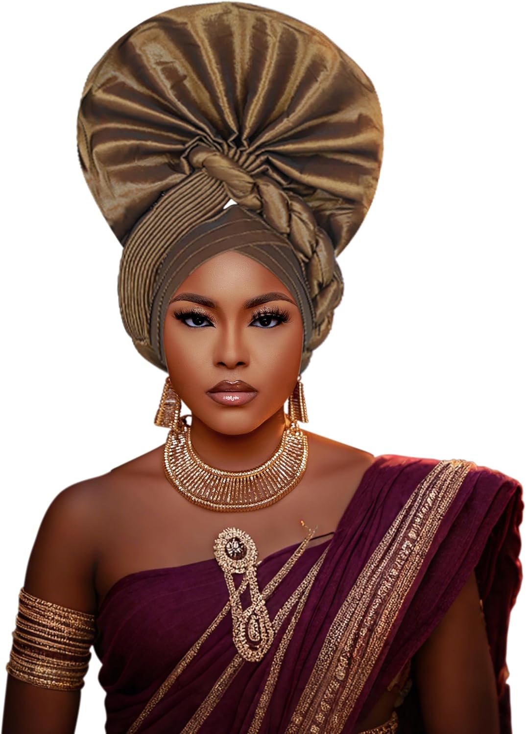 African Headpiece Nigerian Headwear,auto gele Nigerian Headwear,Headwraps for Woment,Monochrome Elastic Women's hat