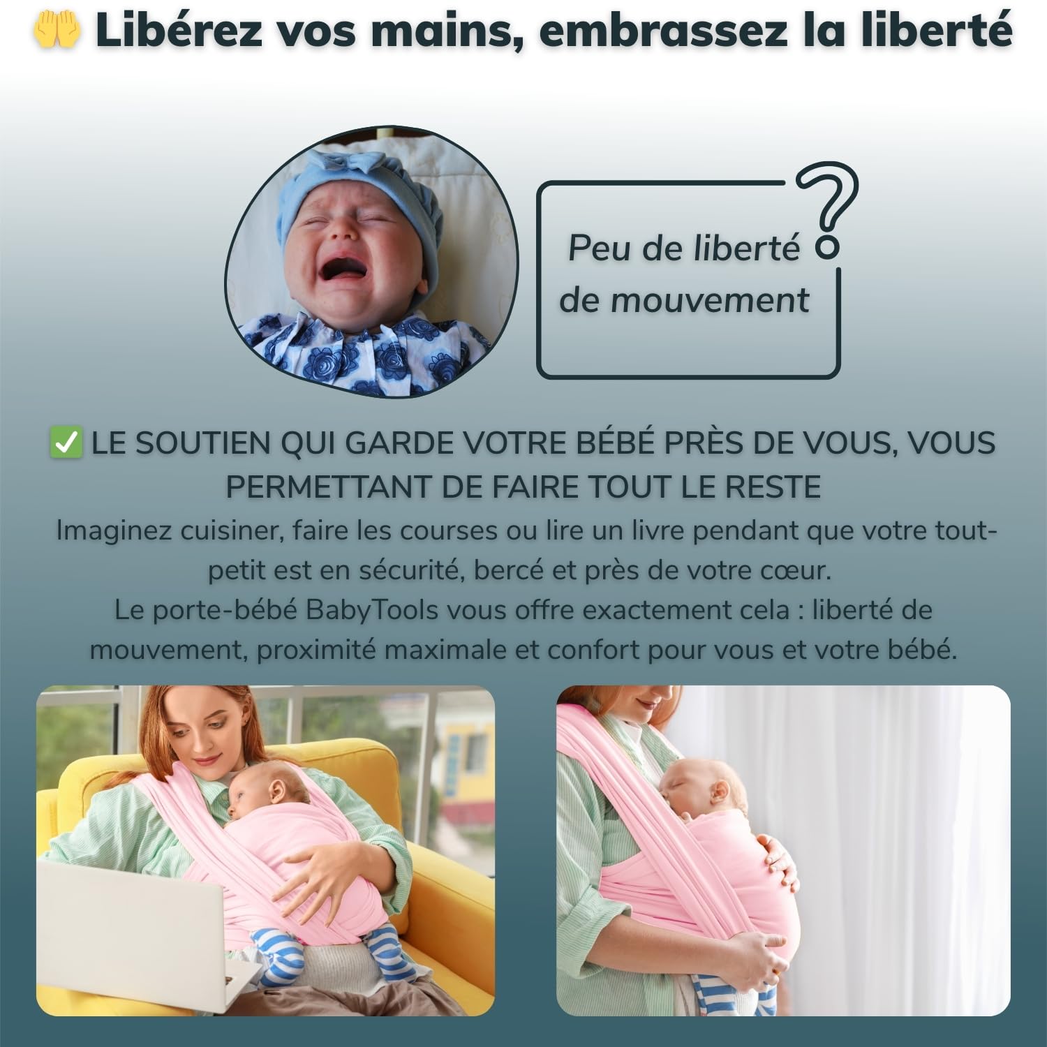 Echarpe De Portage beb (100% Fabriqué En Italie) En Coton Organique, Légère Et Respirante, Avec 2 Bavoirs Inclus, Adaptée À Un Maximum De 15 Kg