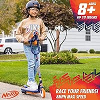 Vista 2 de Flybar NERF Kids Electric Scooter - Kick Scooter,NERF Blaster, Fires Up to 60 Feet, Adjustable Height, Anti-Slip Deck, Rear Brake, E Scooter for