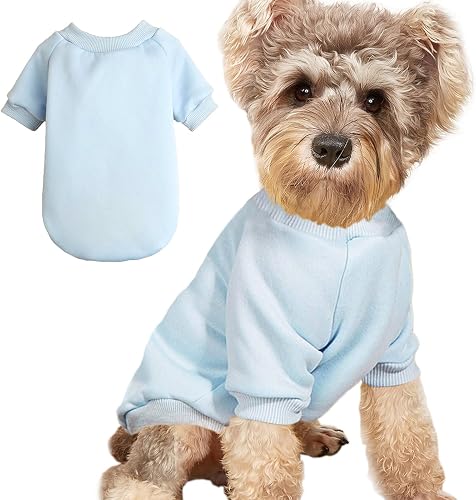 JOUHOI Puppy Sweater for Small Dogs Winter Pullover, Light Blue XL