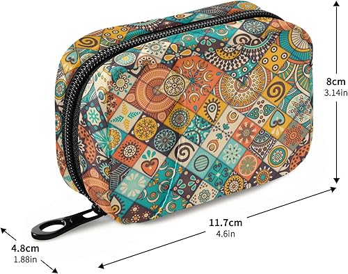 Miniatura 3 de xigua Pastillero organizador de 7 días de viaje, pastillero, motivos otomanos, pastillero diario con cremallera, portátil, adecuado para suplementos