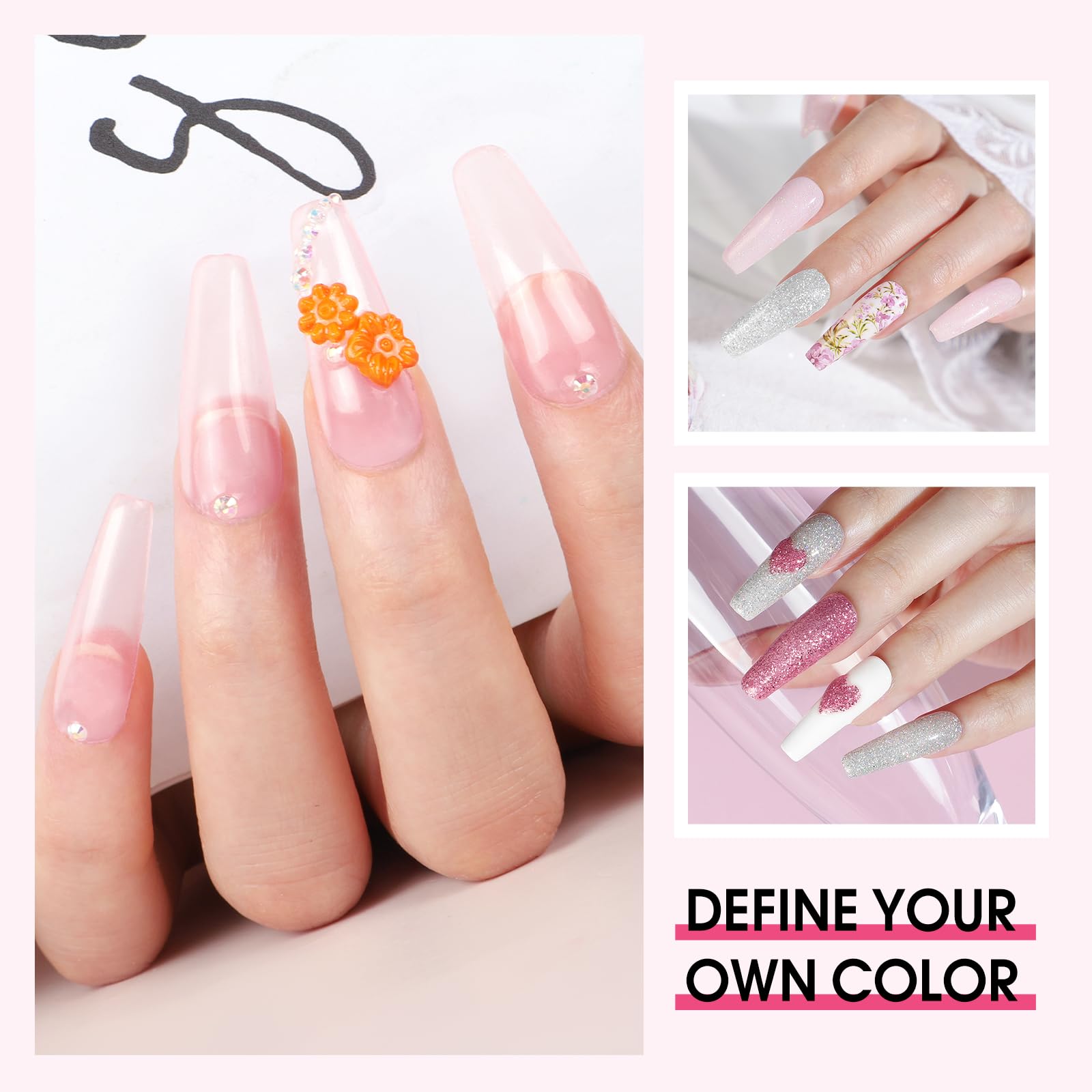 COSCELIA Kit Uñas Acrilicas Completo 21 Colors Acrilico para Uñas Profesional y 30ml Monomero, Glitter Polvo Acrilico para Uñas Acrilico Uñas Extensión Kit para Principiante y Profesional