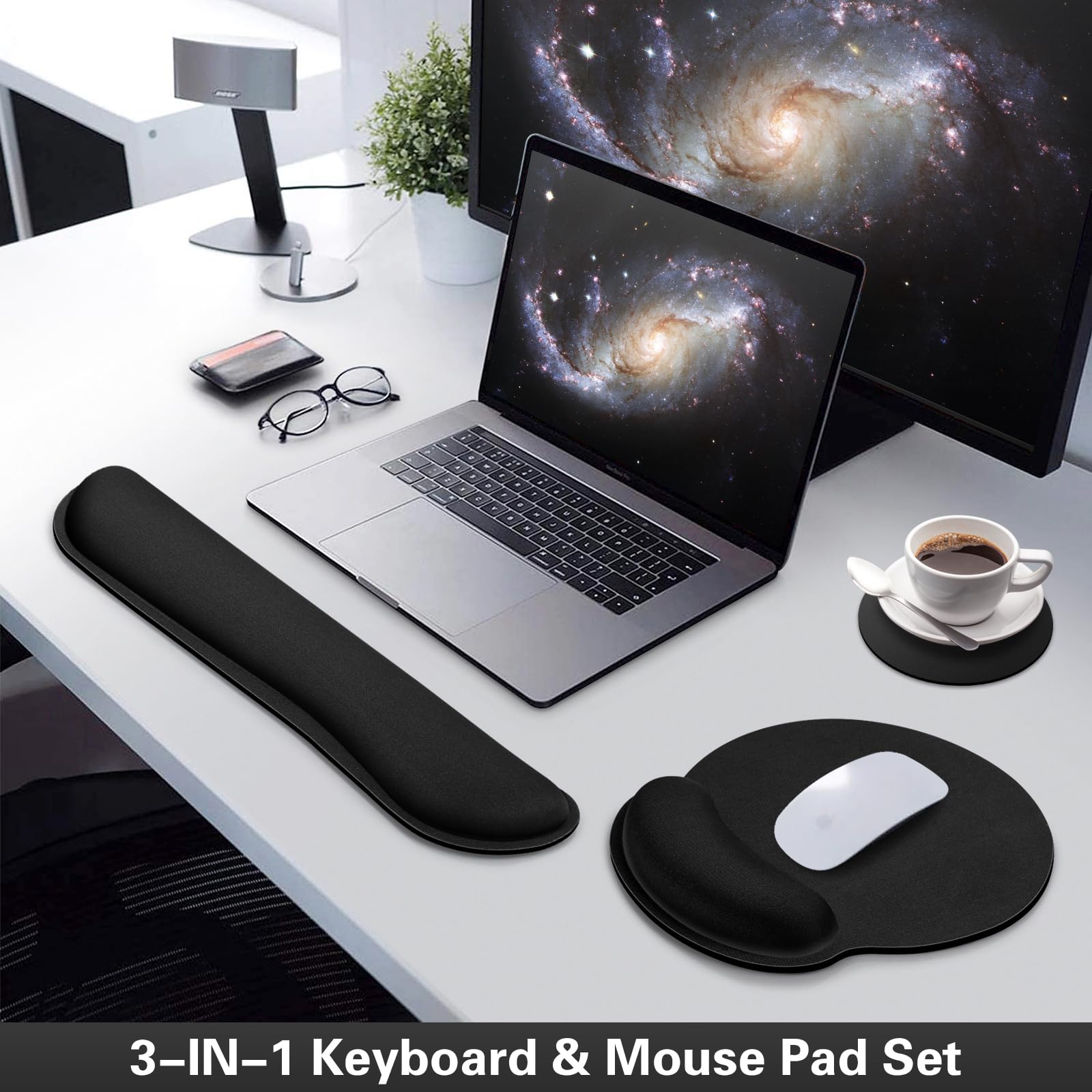 Kit Ergonomique Souris Et Clavier Acezeek - 3 Pièces Avec Gel Wrist Rest - Tapis Souris XXL