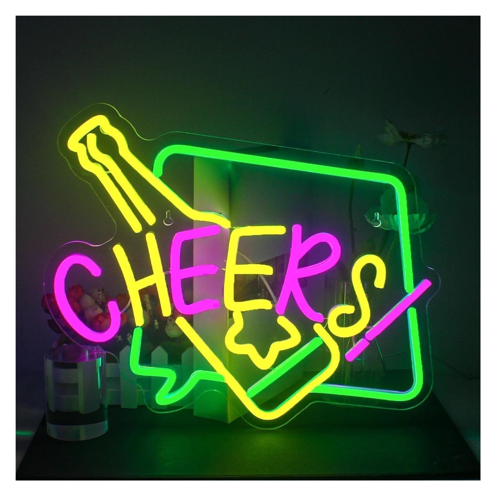 LEMST Signs Lamp USB Powered Beer Neon Signs Cheers Neon Lights Suitable for Wall Club Bistro Decor Business Neon Lights 32cmx38.7cm
