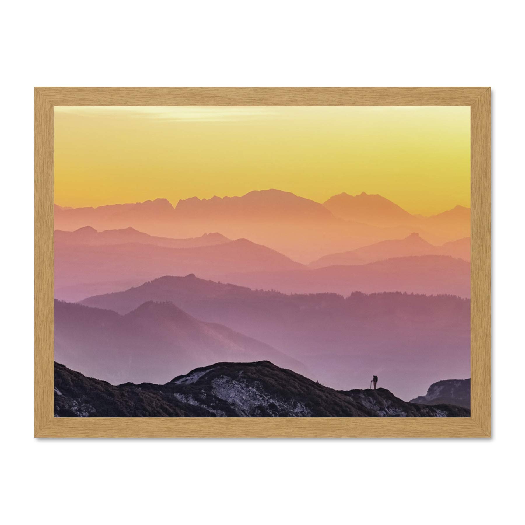 Misty Mountain Beautiful Sunrise Panorama Large Framed Art Print Poster Wall Decor 18x24 inch