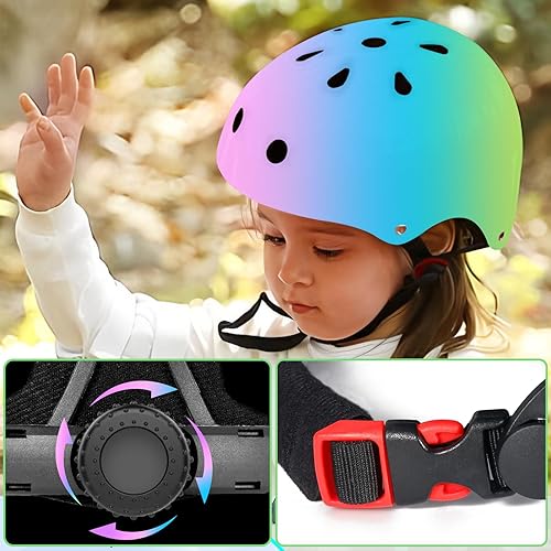 Vista 36 de Casco de bicicleta ajustable para niños pequeños con degradado de color para niños de 3-5-8-14 años + edades, casco de bicicleta para niños de 2 a 4