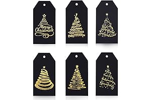 Whaline Black Gold Gift Tags Christmas Tree Hanging Labels