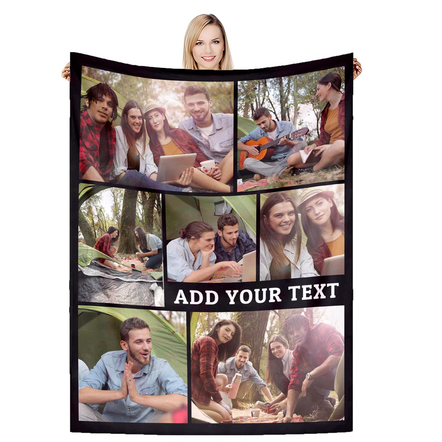 DSSHENGDS Customise Blanket, Fathers Day Birthday Gifts for Dad,Personalised Picture Flannel Blanket, Personalised Gifts for Women, Men, Baby, Kid, Pet, Family-G-80 * 120CM