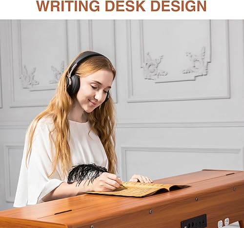 Miniatura 3 de Piano digital con peso de 88 teclas, piano eléctrico de escritorio de madera que se transforma entre el escritorio y el tocador, teclado progresivo