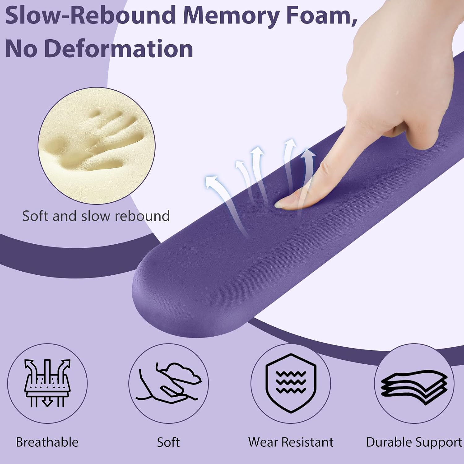 Sushret Mouse Pad and Keyboard Wrist Rest, 3-in-1 Gel Memory Foam Ergonomic Mouse Pad with Wrist Rest Set, Gaming Mousepad Arm Cushion Support for Computer Office Desk Accessories Cute Setup, Purple image 4