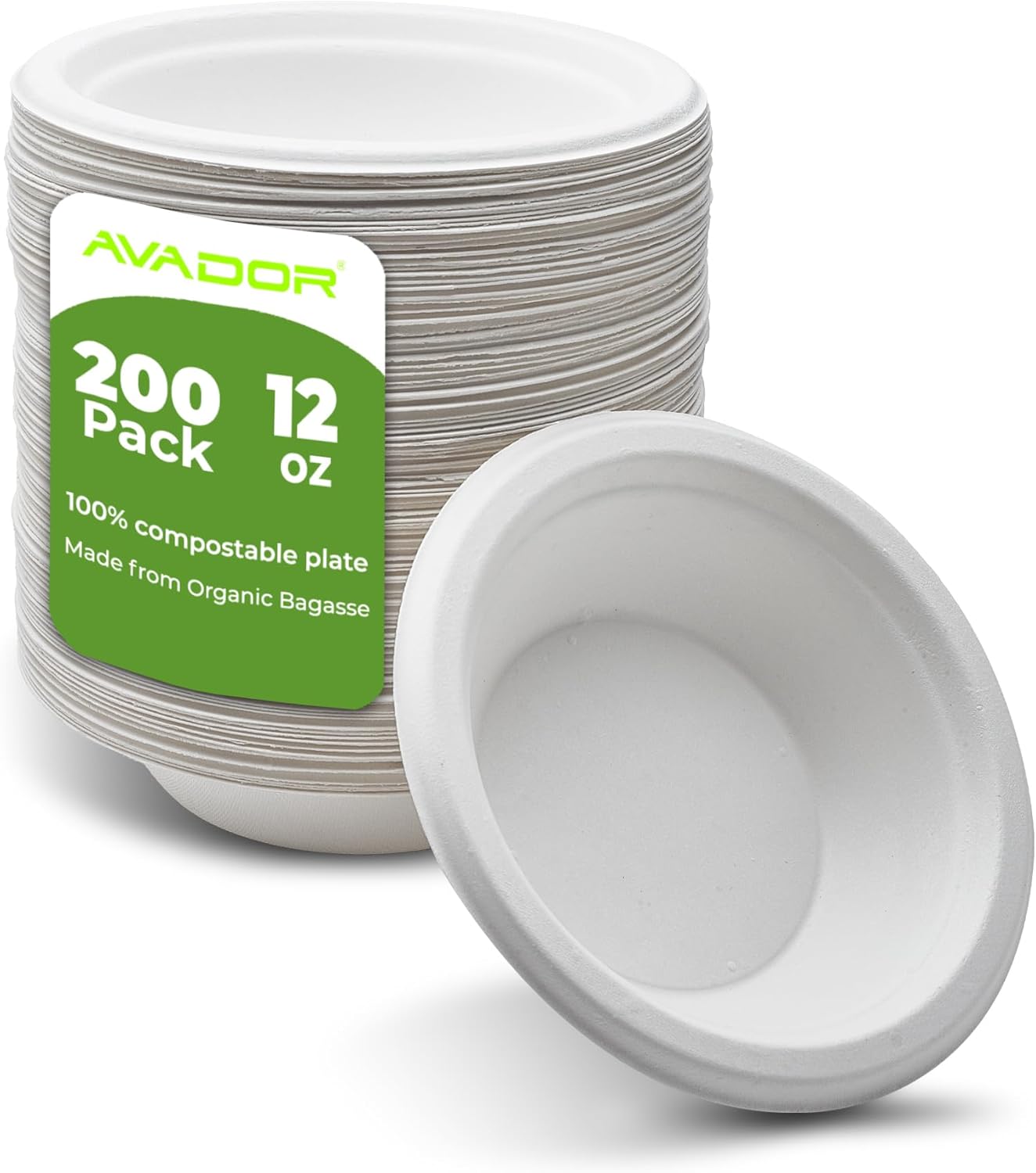 AVADOR® Compostable Tableware 100% Eco-Friendly & Biodegradable Dinnerware Eco-Conscious, Disposable, and 100% Biodegradable (9 Inch x 9 Inch Clamshell Pack of 50)