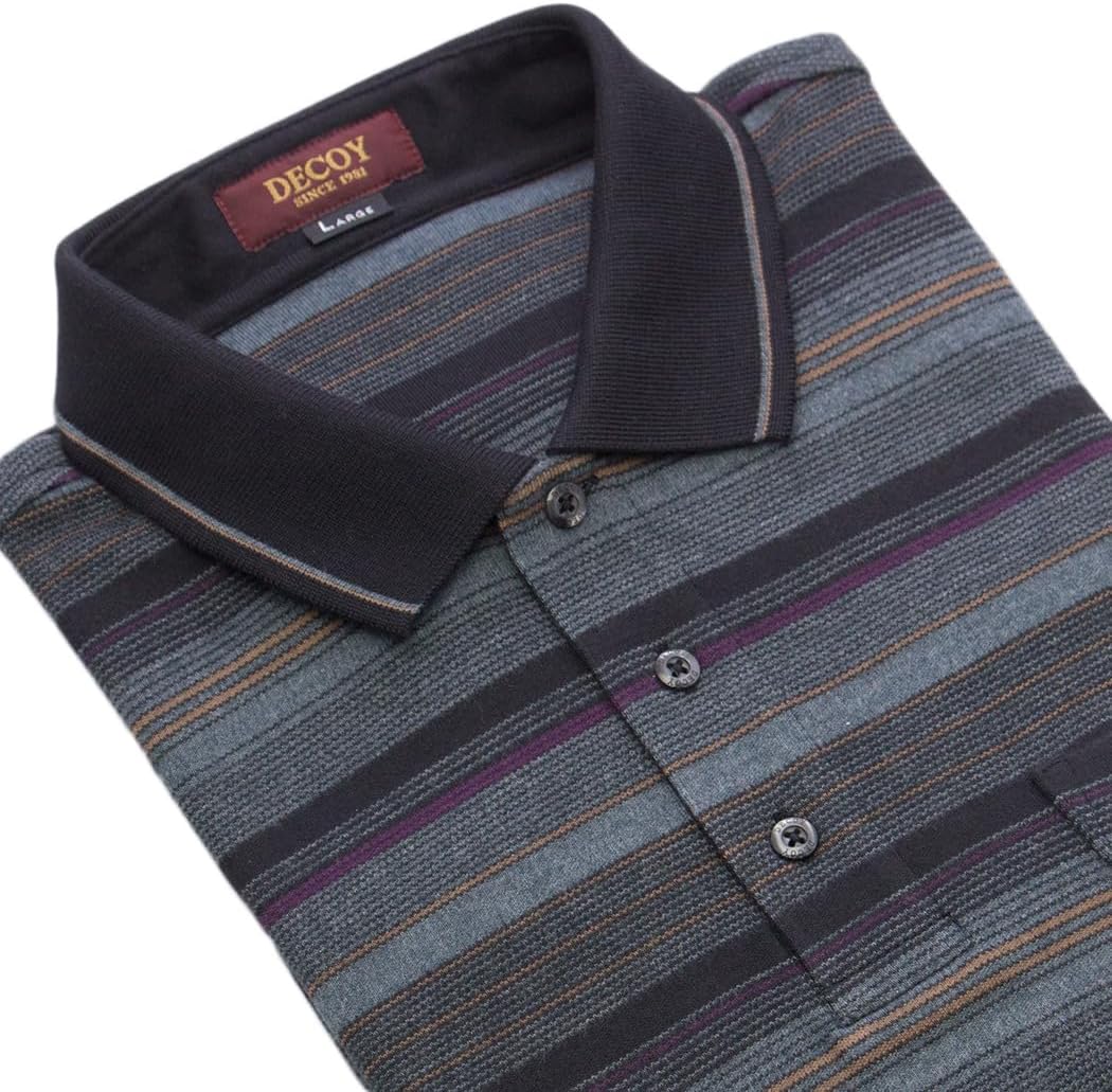 [DECOY(デコイ)] ポロシャツ メンズ 長袖 ポケット付き ボーダー 起毛 スムース 233175