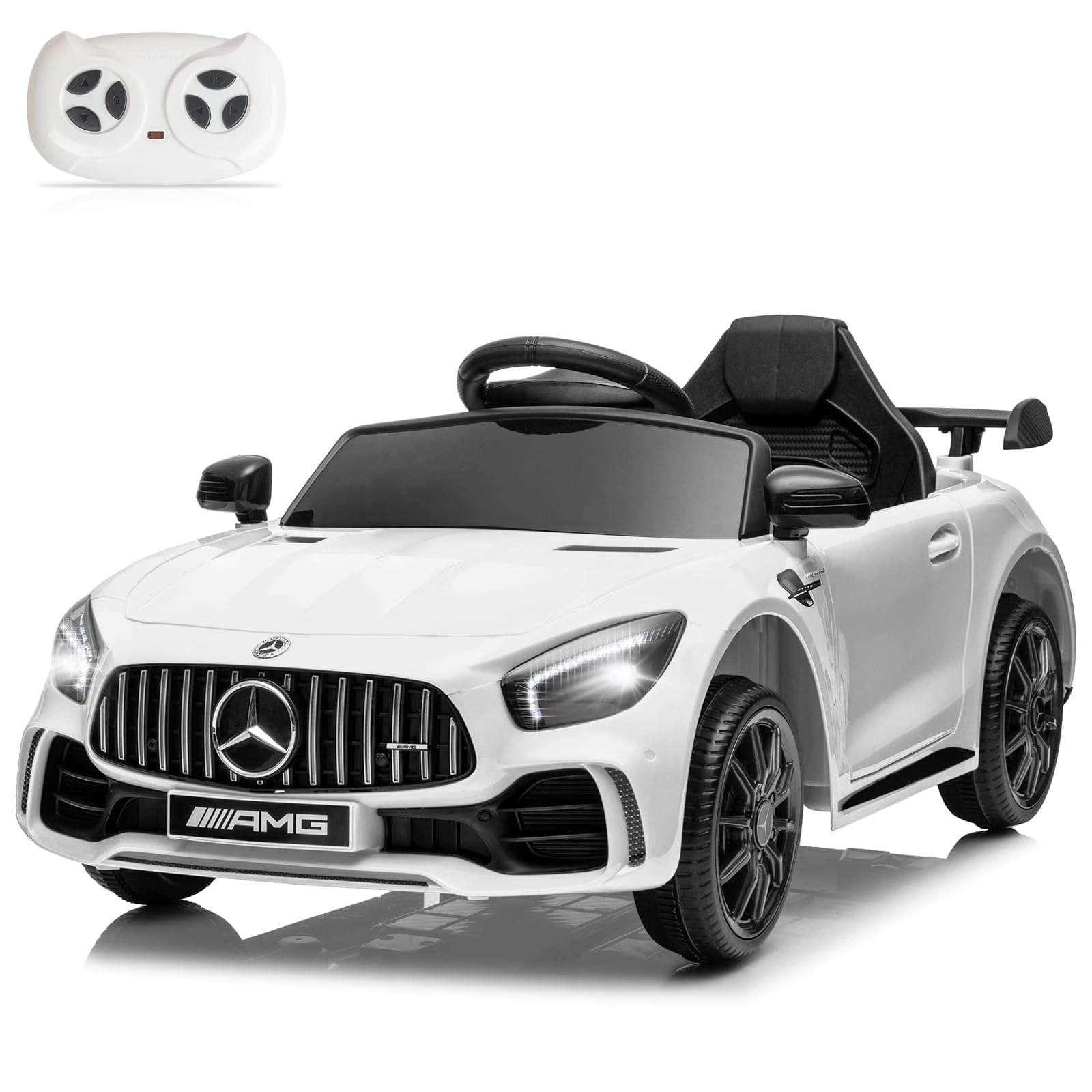 Karl home 12V Licensed Mercedes Benz AMG GTR Kids Ride on Car, White
