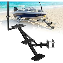 Sidasu Side Mount Boat Trailer Step, Adjustable Handle, Reinforced 3-Step Structure, 300 lb Rated Capacity, Fits 2"3"/3"3"/4"3"/ 53"/4"4" Square Tube Frames
