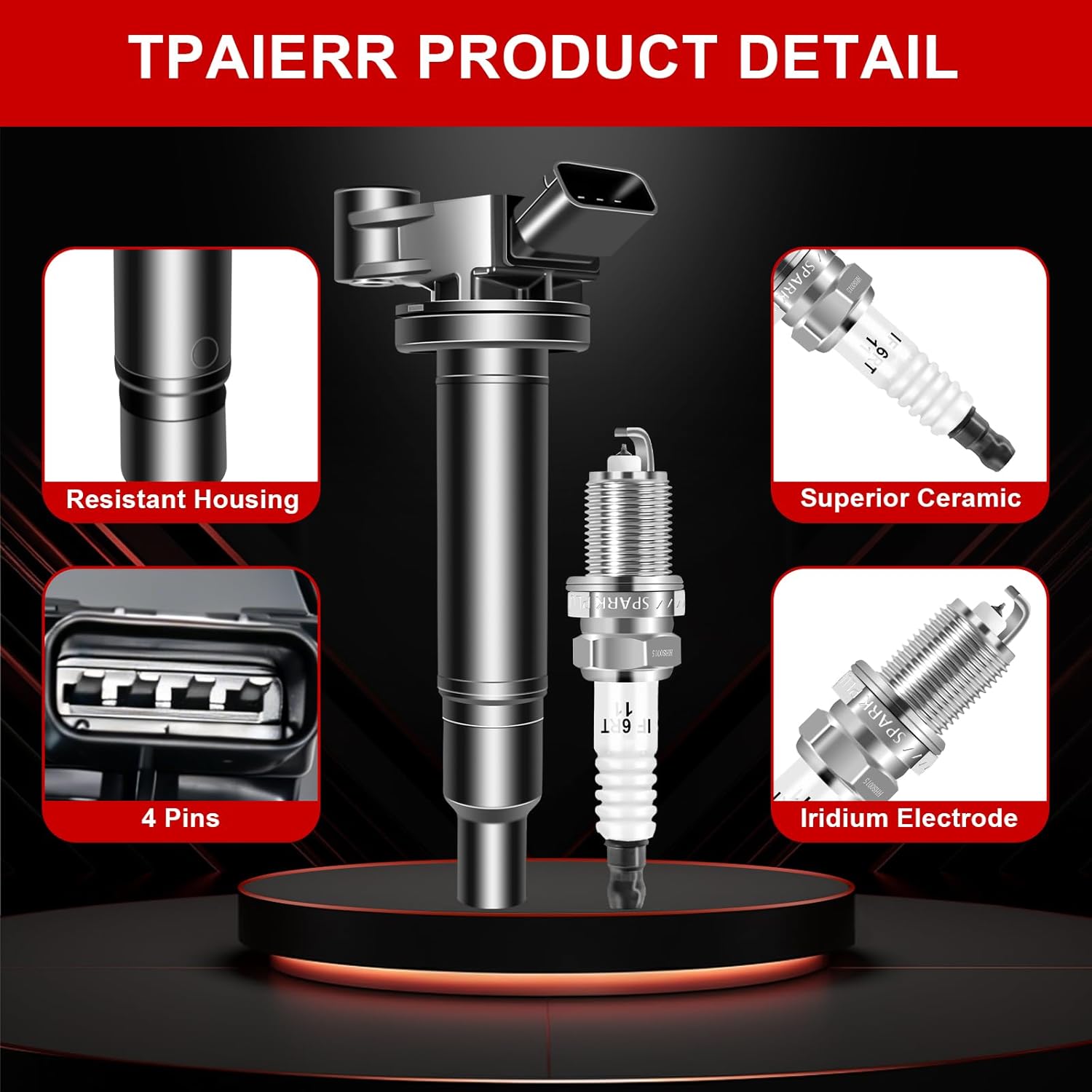 UF267 & 4504 Ignition Coil Pack and Iridium Spark Plugs Set of 6 Automotive Compatible with Toyota Avalon Camry Highlander Sienna Solara/Lexus ES300 RX300 RX330 RX400 3.0L 3.3L V6 PK20TT