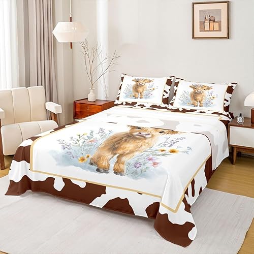 Miniatura 13 de Castle Fairy Daisy Florals Sheet Sets Full Size,Hippie Flowers Fitted Sheet Set,Kids Teens Bedroom Decor,70s Retro Floral Bed Sheets Set 4pcs(1 Baby