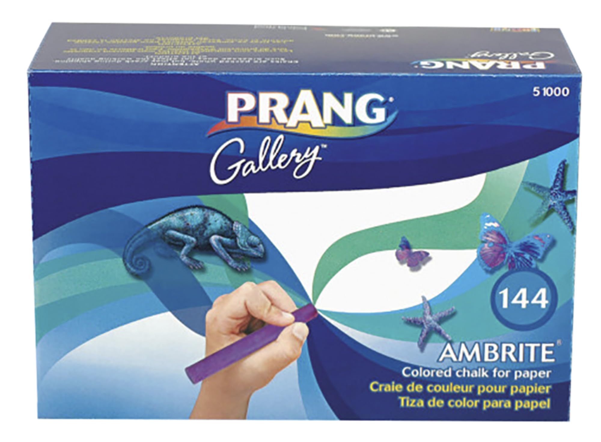 Prang Ambrite Colored Chalk for Paper, Tapered, 3.188 x 0.438 Inches, Box of 144 Sticks, 19 Assorted Colors (51000)