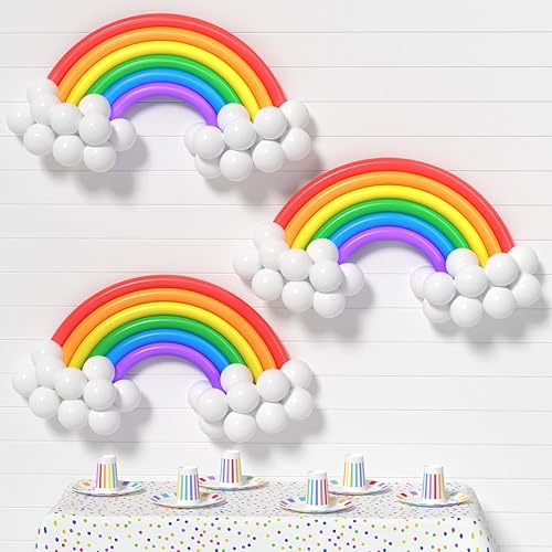 Miniatura 3 de Kit de guirnalda de 260 globos de arcoíris pastel para bricolaje, 24 globos largos coloridos + 80 globos blancos con bomba de globos, alambre de