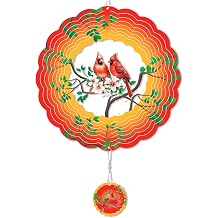 Cardinal Wind Spinners Outdoor - Large 12 Inch 3D Metal Garden Decor with Bird on Branch - Stainless Steel Kinetic Sculpture for Yard & Patio - Unique Gift for Bird Watching Lovers