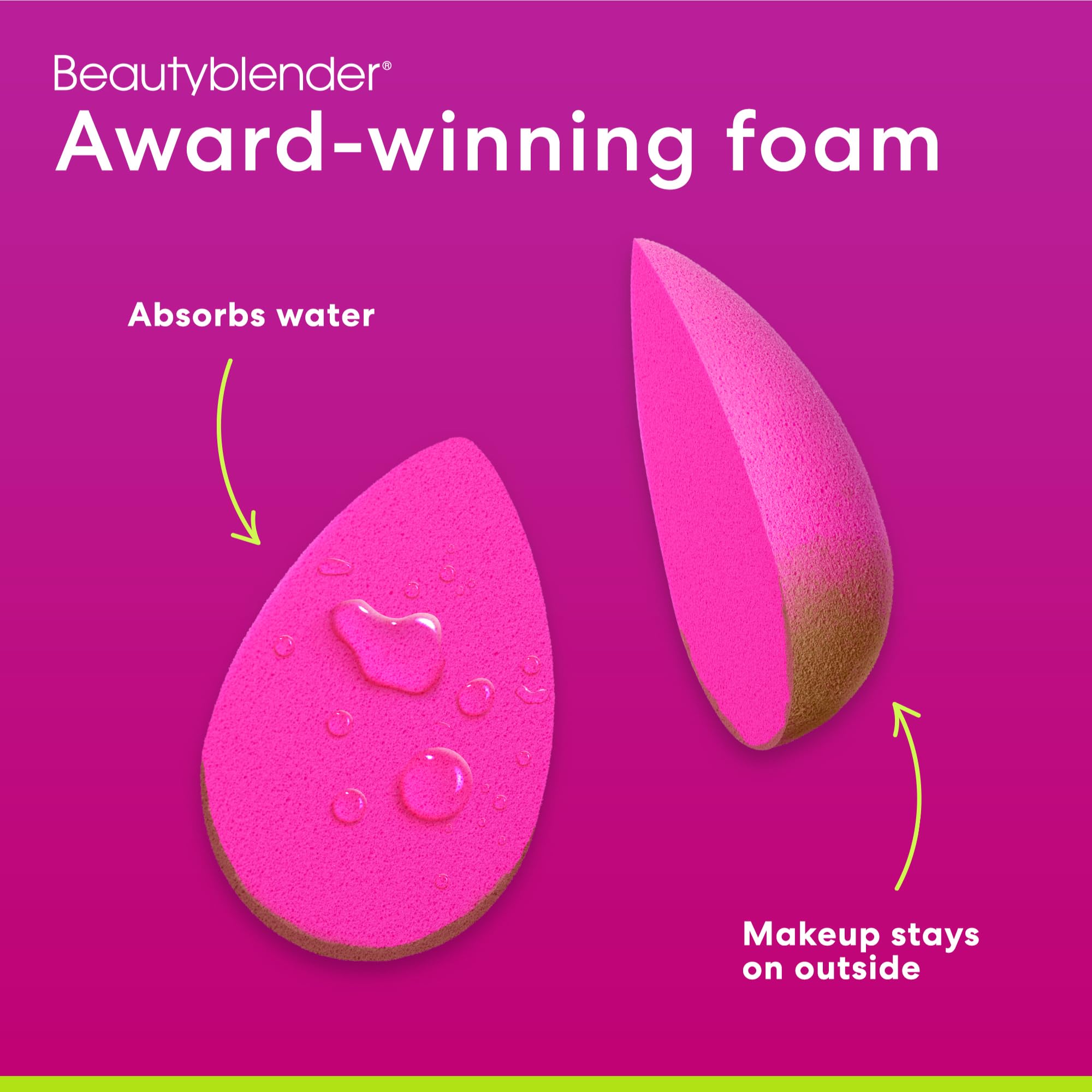 Beautyblender Set di 3 spugne originali Pink Activated per trucco – senza lattice, senza sperimentazione su animali, coloranti non tossici – perfetto per fondotinta liquida, cipria, crema BB e