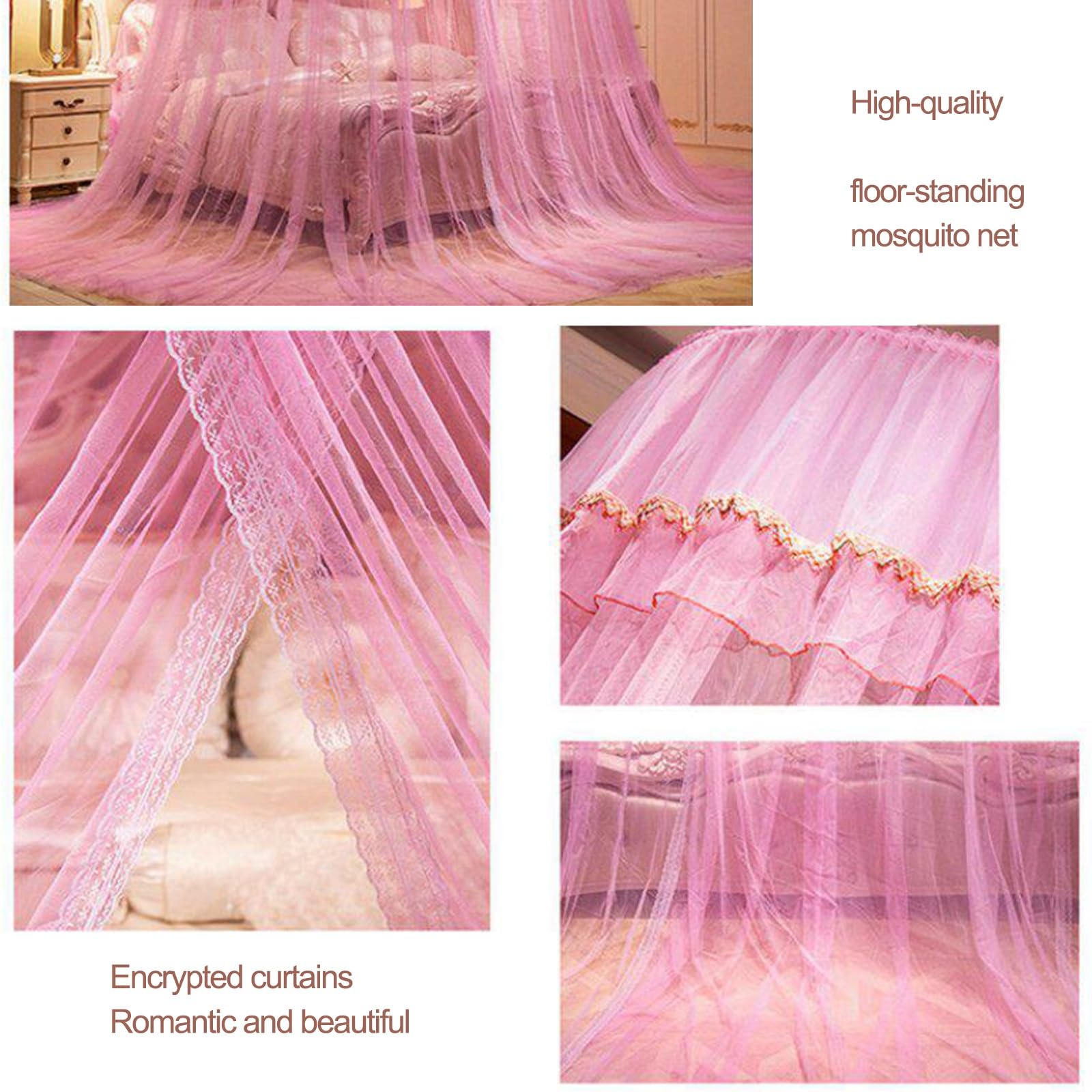 SARKEY Prinzessinnen Betthimmel,Luxuriöser Moskitonetz Betthimmels Für Mädchen Und Erwachsene,Eleganter Bettvorhang,Baldachin,Runde Kuppelspitze,Hochzeit,Schlafzimmer,Dekoration(Pink)