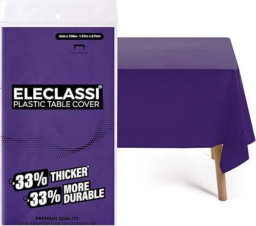 Eleclassi Paquete de 12 manteles de plástico desechables de alta calidad de 54 x 108 pulgadas, manteles de plástico para fiestas, mantel desechable