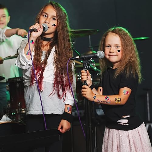 Miniatura 7 de Maitys 288 piezas de tatuajes temporales musicales para niños, discoteca, música, tatuajes, calcomanías de estilo mixto, mano, muñeca, cuerpo, arte,