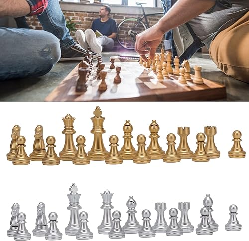 Miniatura 2 de Honio Juego de ajedrez dorado y plateado duradero de 1.93 pulgadas para juegos de rompecabezas