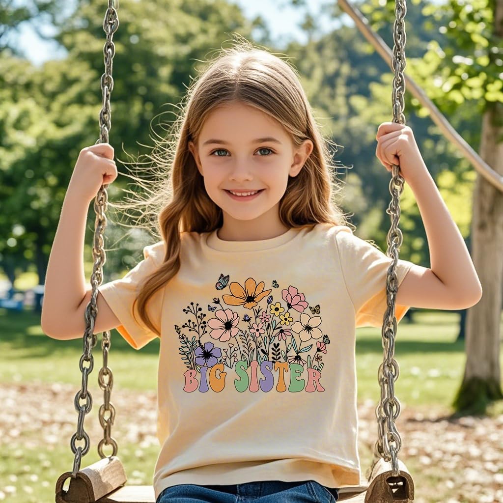 Toddler Big Sis Era Graphic Shirts Baby Girl Big Sister T-Shirt Short Sleeve Big Sis Tops Cute Summer Outfit 2-7Years