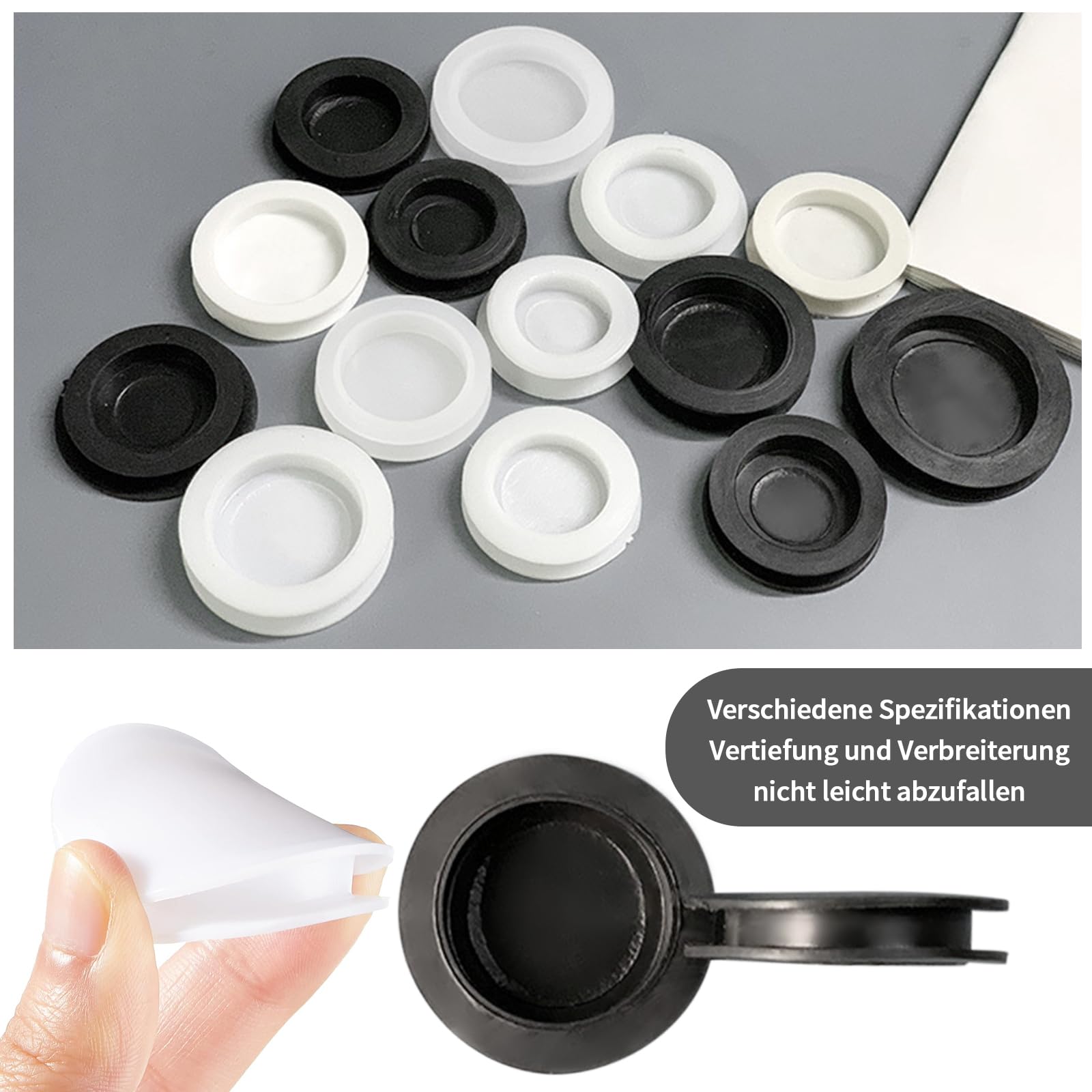 Set 5 Tappi In Gomma Per Salvadanaio E Bambole In Gesso – Diametri 25-38 Mm, Bianchi - 3