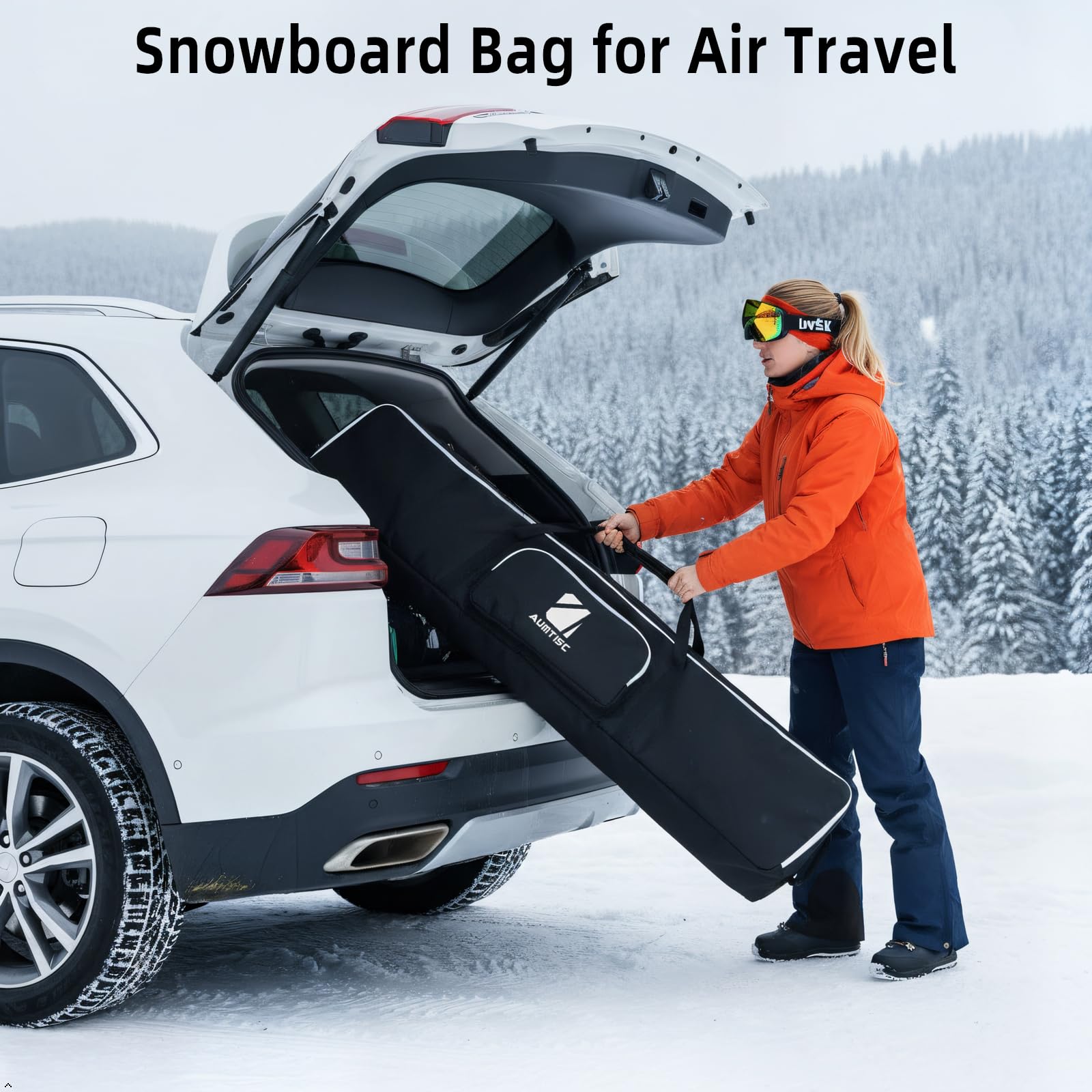AUMTISC Bolsa de viaje para snowboard impermeable 155 cm azul