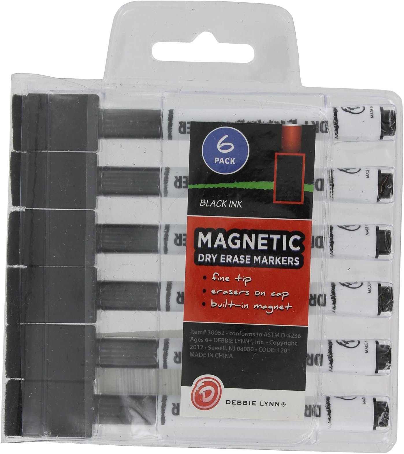 Debbie Lynn 30052 Black Dry Erase Marker 6 Count
