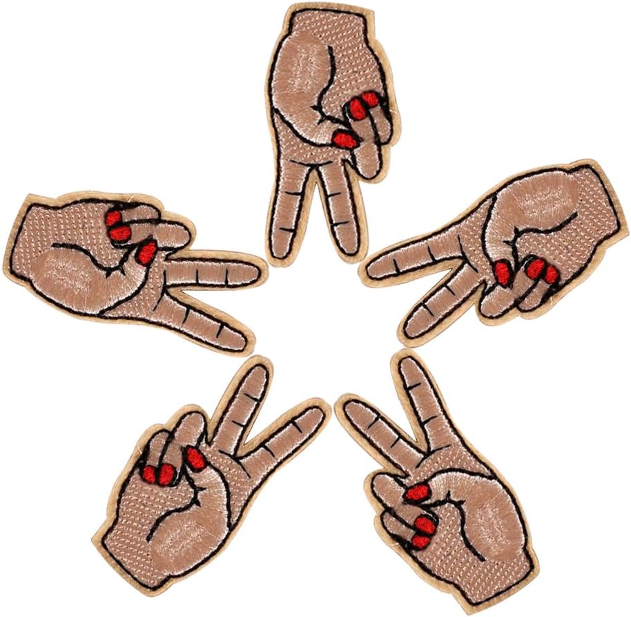XUNHUI Peace Hand Iron On Patch Sewing On Embroidered