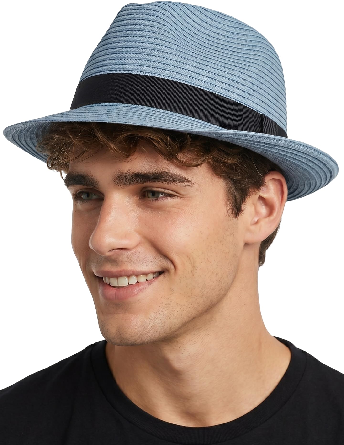 Funky Junque Packable Straw Fedora, Mens Panama Trilby Hat