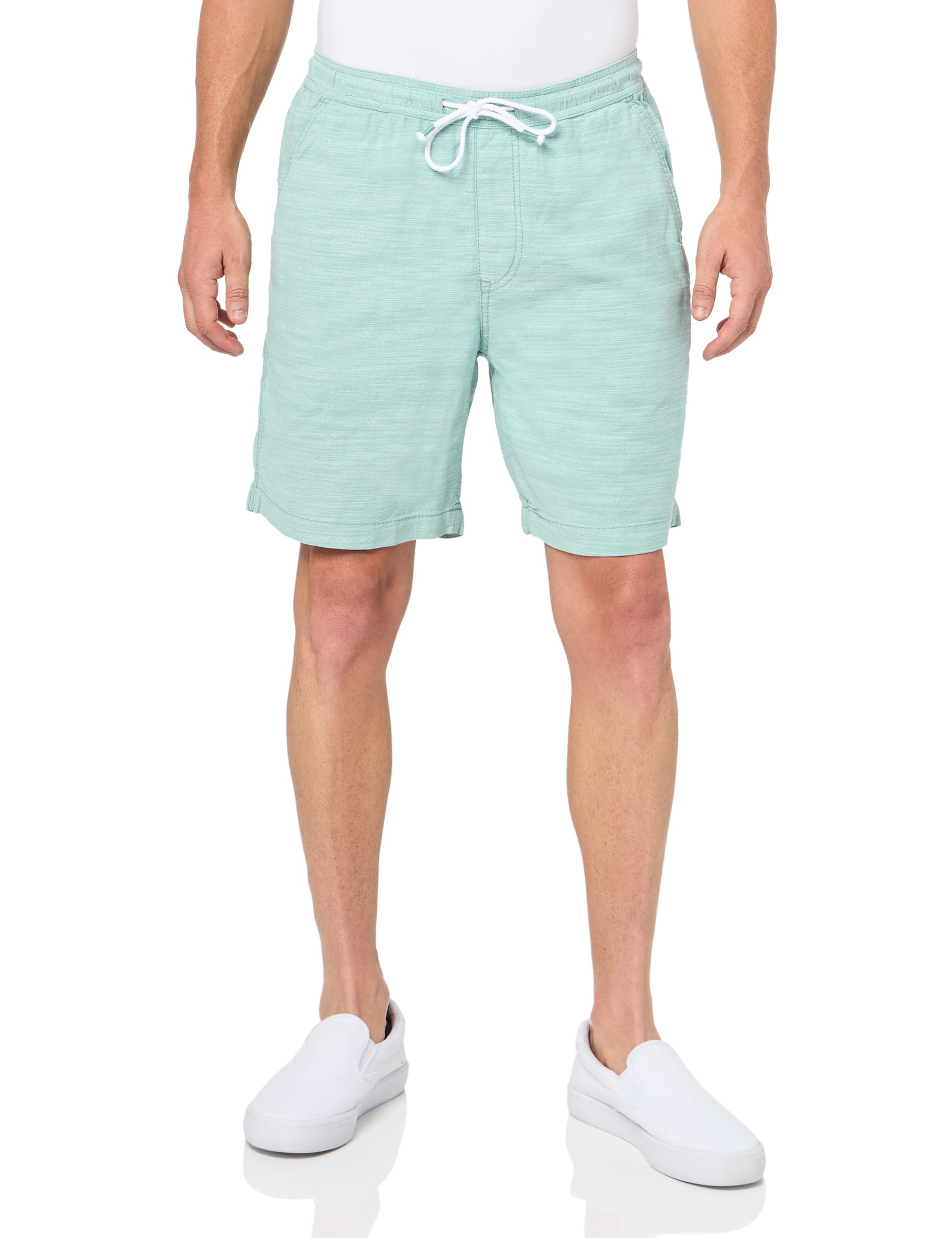 Unionbay Men's Green Marina Cotton Slub Elastic Pull-On Shorts Casual, Medium