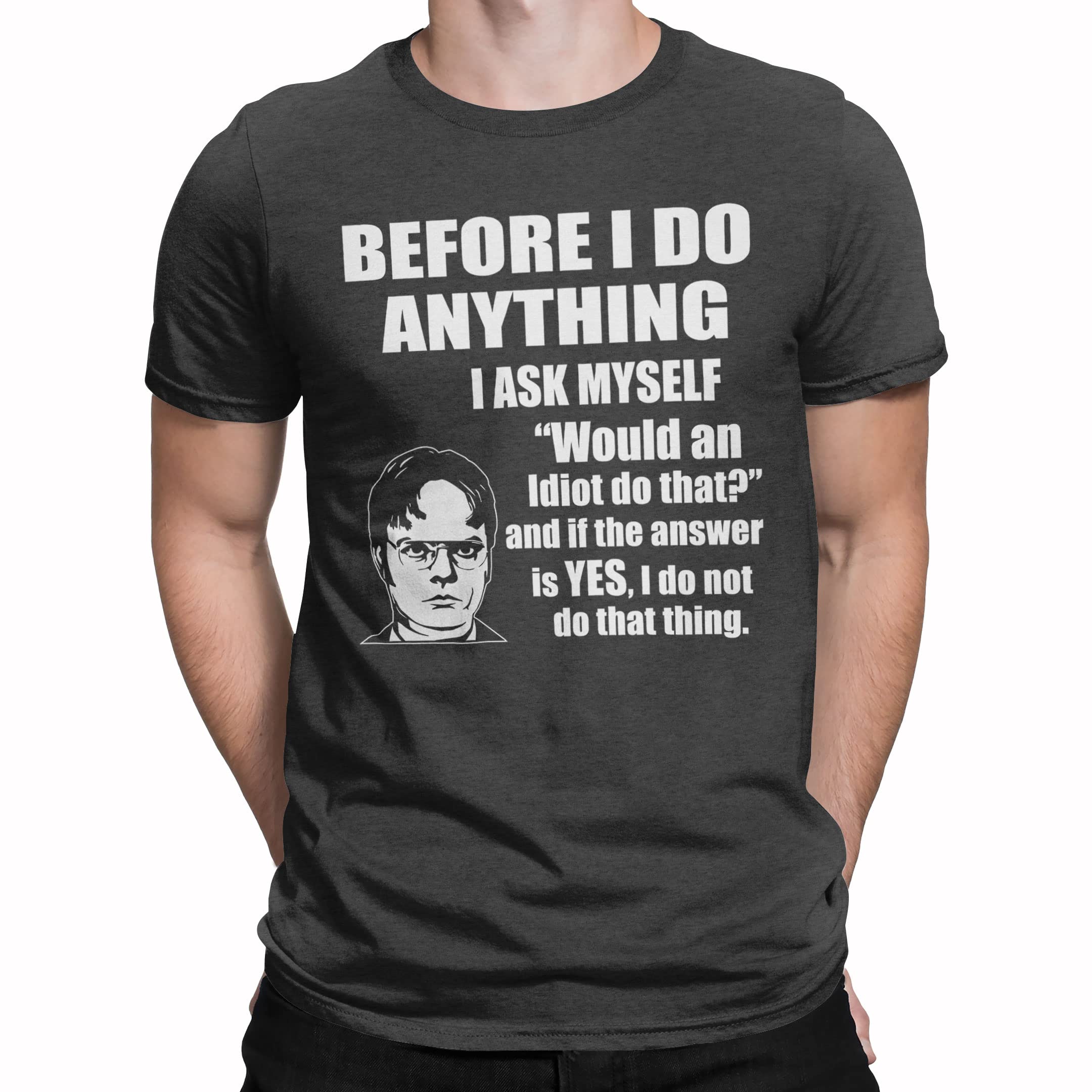 Feisty And Fabulous Men's Schrute Idiot Gray Dwight Shrute, The Office Quote, Office Shirt, Idiot Quote, 3XL, Gray