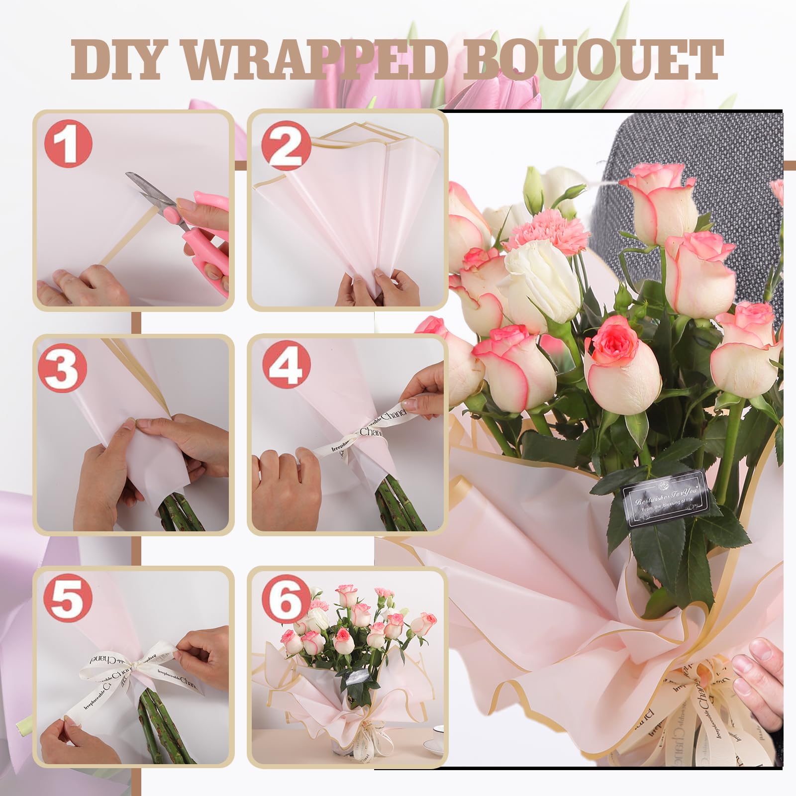 Lot De 20 Feuilles De Papier Cadeau à Motif De Fleurs – Papier D